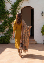 Ruddy Brown Embroidered Handloom Cotton Suit Set with Dupatta