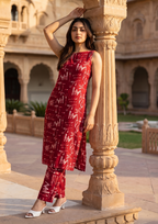 Red Printed Cotton Co-Ord Set