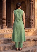 Green Sleeveless Cotton Co-Ord Set