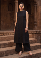 Black Sleeveless Cotton Co-Ord Set