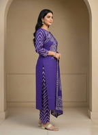 Bm perple badhani prient cotton kurta set