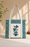 Block Printed Quilted Tote Bag