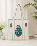 Block Printed Quilted Tote Bag