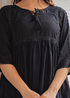 Black Embroidered Viscose Rayon Co-Ord Set