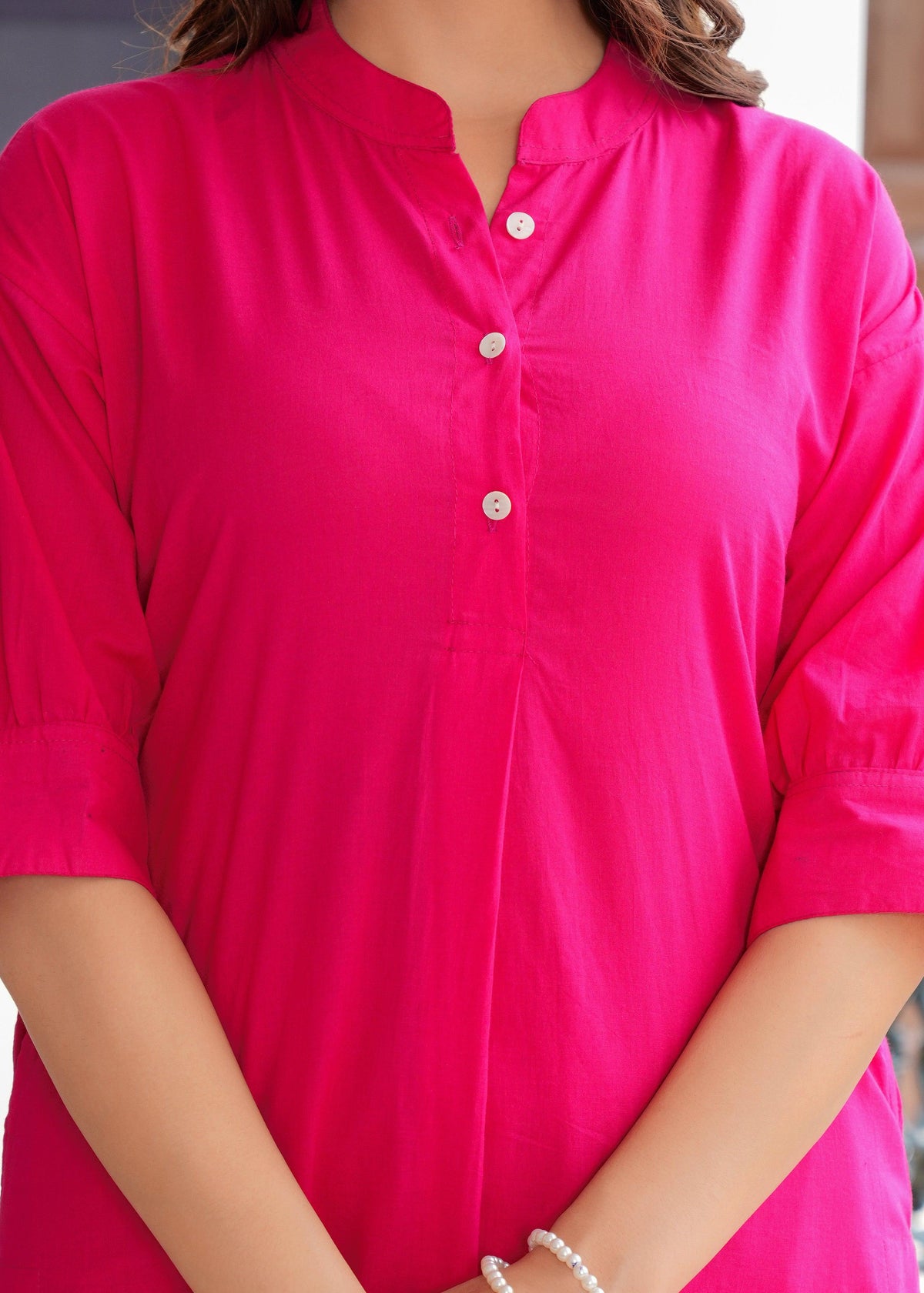 Magenta Cotton Pathani Kurta and Afghani Pant Set