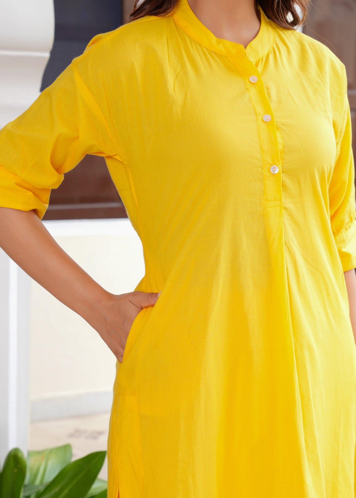 Yellow Cotton Pathani Kurta and Afghani Pant Set