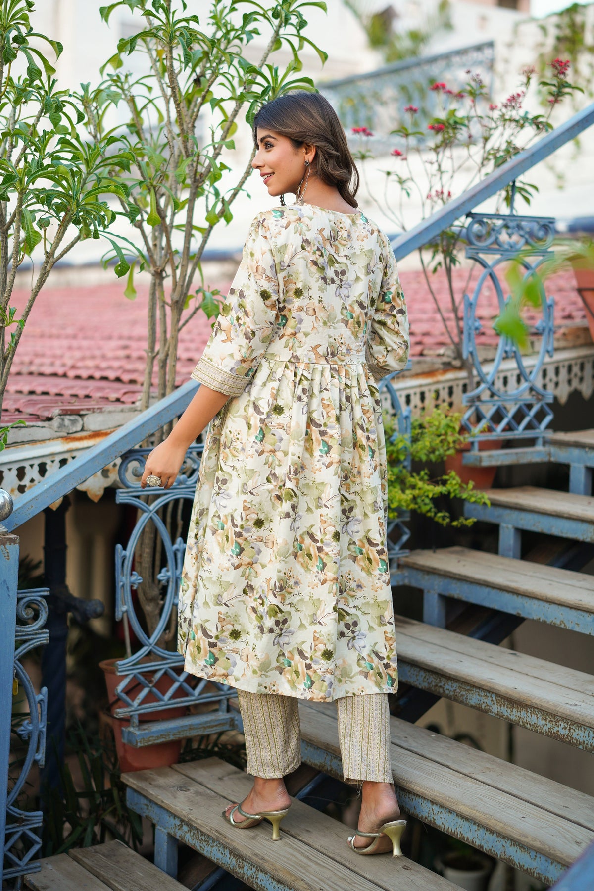Printed Rayon Kurta and Pant Set with Dupatta