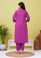 Warm Purple Cotton Kurta and Pant Set