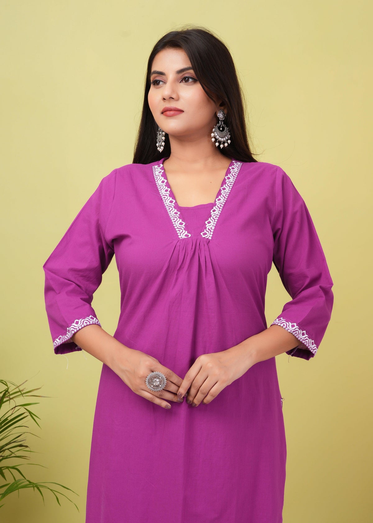 Warm Purple Cotton Kurta and Pant Set