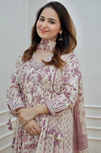Floral Printed Embroidered Kurta and Pant Set with Dupatta