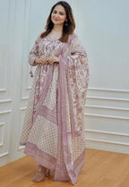 Floral Printed Embroidered Kurta and Pant Set with Dupatta