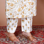 Printed Cotton Kurta and Pant Set with Mulmul Dupatta