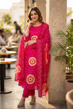 Pink Digital Printed Muslin Kurta and Pant Set with Dupatta