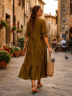 Copper Black Striped Cotton Gown