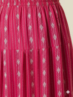Deep Rose Printed Katha Cotton Farsi Salwar Set
