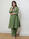 Cotton Flex Kurta Set Features Intricate Floral Embroidery